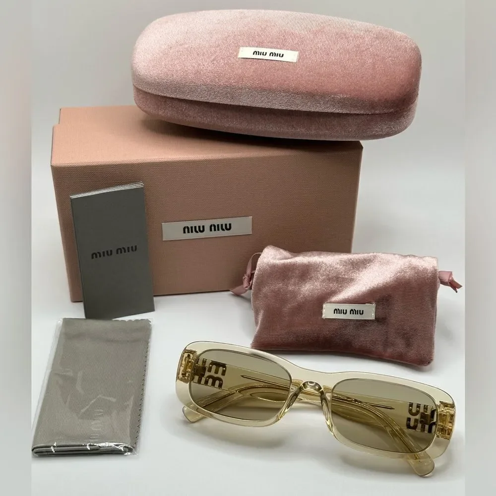 MIU MIU Sunglasses MU08ZS 11T40F Sand Transparent/Dark Brown Women NEW - Picture 11 of 13